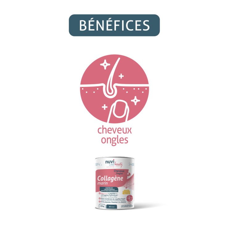 Collagene marino con ortica, membrana d'uovo, vitamina C e B8, bellezza di capelli e unghie