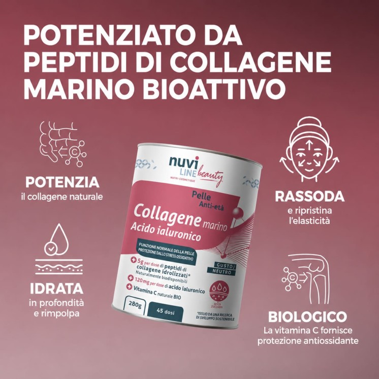 Collagene marino per la pelle con acido ialuronico e vitamina C